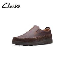 Clarks 其乐 男鞋春夏舒适透气一脚蹬革休闲皮鞋 深棕色