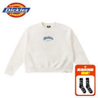 dickies24春夏可爱logo印花圆领加绒休闲卫衣 DK013071 云白色 L