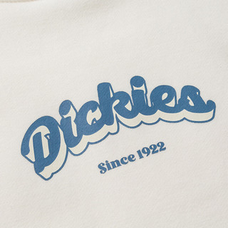 dickies24春夏可爱logo印花圆领加绒休闲卫衣 DK013071 云白色 L
