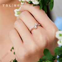 TSL 谢瑞麟 两心依系列18K金钻石戒指彩金线条求婚戒指钻戒女BE423