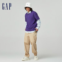 Gap 盖璞 男装2024春季新款刺绣logo百搭中腰休闲裤宽松卡其裤889628