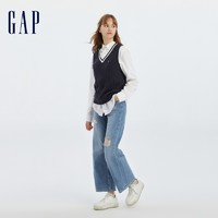 Gap 盖璞 女装早春高级时尚高腰宽松舒适阔腿牛仔裤长裤拖地裤544494