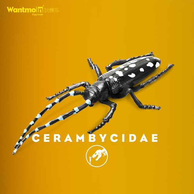 WANTMOIN 玩模乐 实心仿真野生动物蜻蜓蚂螂模型竹节虫昆虫儿童仿真动物玩具 天牛