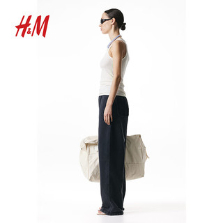 H&M【H2合作系列】女士背心吊带2024春罗纹修身背心1226202 白色 155/80A XS