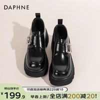 达芙妮（DAPHNE） 厚底乐福鞋女春季2024复古学院jk鞋子女增高黑色小皮鞋 经典黑【跟高6CM】 40