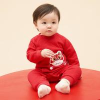 婴儿连体衣秋冬季男女宝宝保暖红色喜庆衣服拜年服新年装哈衣