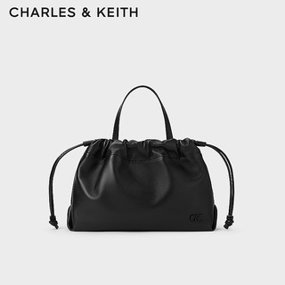 CHARLES&KEITH24春季柔软羊皮抽绳设计云朵包女SL2-50782340 Black黑色 S