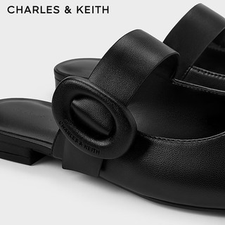 CHARLES&KEITH24春季法式平底包头半拖单鞋凉拖CK1-70580224 Black黑色 36