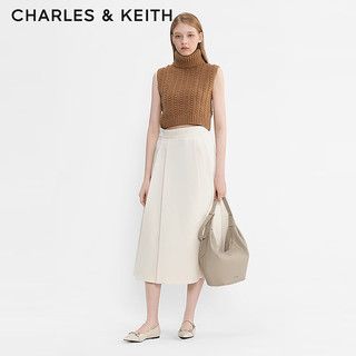 CHARLES&KEITH24春季一字带马衔扣平底玛丽珍鞋CK1-71720065 粉白色Chalk 39