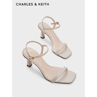 CHARLES&KEITH24春季法式方头一字带高跟凉鞋女CK1-60580290 Nude肉色 35