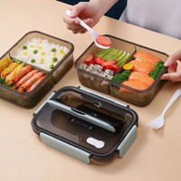 便携式带盖分格便当盒 食品级材质送餐具