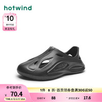 hotwind 热风 2024年夏季男士时尚拖鞋 01黑色 43 （L:43-44码）