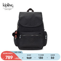 凯普林 kipling男女款轻便帆布包2024春季书包旅行包双肩背包|EZRA系列 EZRA-深黑色
