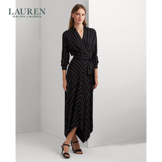 LAUREN RALPH LAUREN 拉夫劳伦 女装 24年春细条纹斜布斜襟连衣裙RL61934 001-黑色 00