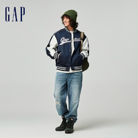 Gap 盖璞 男女装春季2024LOGO复古撞色拼接夹克外套棒球服877532