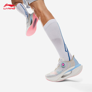 李宁（LI-NING）绝影2丨跑步鞋鞋24减震透气弹速轻便运动鞋子ARRU001 标准白/冰河蓝-1 45.5