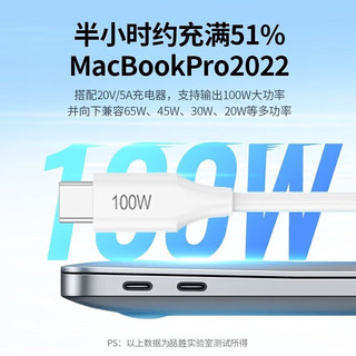 品胜（PISEN）苹果15充电线双头Type-C数据线100W快充线5A c to c适用iPhone15promax/ipad华为笔记本MacBook 【PD100W】USB-C苹果15系列快充丨1