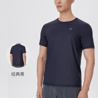 Keep速干短袖T恤训练服运动跑步上衣速干弹力篮球服男10010038 经典黑 S