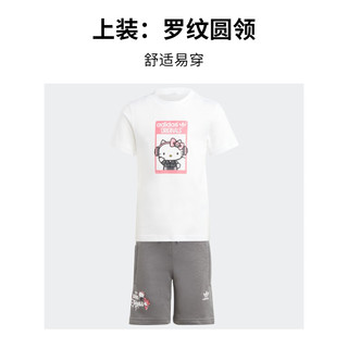 adidas运动短袖套装女小童阿迪达斯三叶草 白 116CM