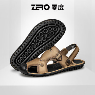 零度Zero凉鞋男2024夏季透气舒适沙滩鞋轻户外防滑凉鞋 卡其色 38