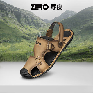 零度Zero凉鞋男2024夏季透气舒适沙滩鞋轻户外防滑凉鞋 卡其色 38