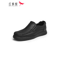 红蜻蜓男鞋商务休闲皮鞋男士系带真皮休闲舒适中年爸爸鞋WZA43331 黑色（套脚） 40