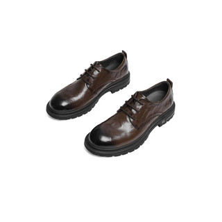 红蜻蜓男鞋2024春季英伦风正装皮鞋商务男士皮鞋通勤婚鞋WGA14007 棕色 42