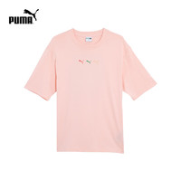 PUMA 彪马 官方 夏季新款男女同款休闲印花圆领短袖T恤 SUMMER 623146 浅粉色