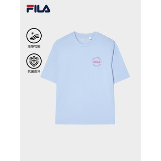 FILA 斐乐款针织短袖衫2024夏季时尚休闲凉感抗菌T恤 纯真蓝-LB 180/100A/XL