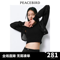 太平鸟贝壳式薄披针织开衫女2024夏装空调衫气质披肩式线开衫 黑色 S