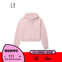 :CHOCOOLATEE it 女装连帽拉链针织衫2024春季青春少女4686XSM PKL/粉红色 M