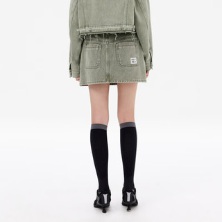 RE'VAN芮范2024春季新品设计师款甜酷风卡其绿半身裙RM11502230 