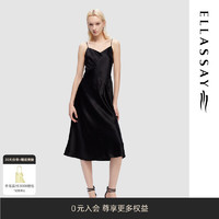 ELLASSAY 歌力思 2024春夏高级感小黑裙气质吊带连衣裙女EWD352Y08600 经典黑 M