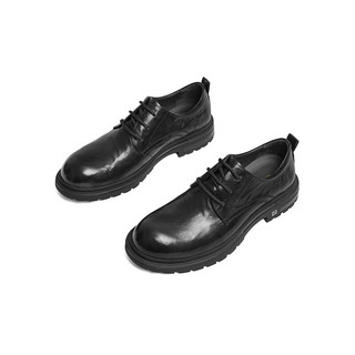 红蜻蜓男鞋2024春季英伦风正装皮鞋商务男士皮鞋通勤婚鞋WGA14007 黑色 43