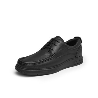 红蜻蜓男鞋商务休闲皮鞋男士系带真皮休闲舒适中年爸爸鞋WZA43331 黑色（系带） 39