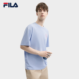 FILA 斐乐款针织短袖衫2024夏季时尚休闲凉感抗菌T恤 纯真蓝-LB 185/104A/XXL