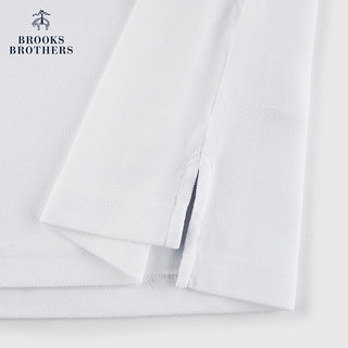 布克兄弟（BrooksBrothers）男士24早春珠地网眼棉质短袖Polo衫 1001-白色 M