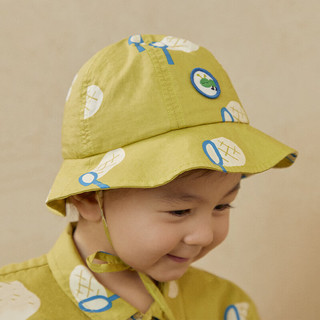 papa爬爬春季男女宝宝渔夫帽婴儿外出遮阳帽子洋气可爱纯棉 蓝色 46cm