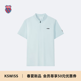 盖世威（K·SWISS）女POLO衫 24春季 轻奢透气休闲百搭T恤短袖1010023 413淡灰蓝 L