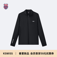 盖世威（K·SWISS）24春季针织开衫立领长袖外套男休闲运动上衣109987 008正黑色 M