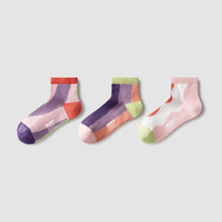 蕉内555C袜子女士蒙德里安撞色新疆棉感抗菌防臭短筒袜夏季好穿搭3双 合奏A+合奏B+合奏C 34-39