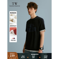 Teenie Weenie Men小熊男装短袖假两件2024夏季潮流休闲宽松T恤男 藏青色 185/2XL