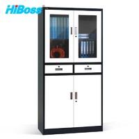 HiBoss 文件柜办公柜钢制铁皮柜资料柜档案柜储物柜员工柜0.7mm加厚中二斗文件柜