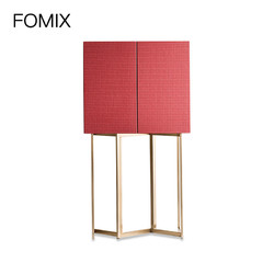 FOMIX 红色个性轻奢餐边柜设计师极简小户型皮艺收纳储物柜不锈钢   Hidea/Sideboard