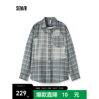 森马（Semir）长袖衬衫女中长款格子衬衣短背心2024夏 黑色调00399 175/96A/XXL