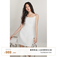 ochirly欧时力 小香风小白裙吊带连衣裙2024春装短款收腰显瘦 白色 XS