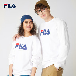 FILA 斐乐 卫衣男女装情侣多彩运动针织套头衫圆领上衣欧版 亮白色 XL