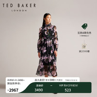 Ted Baker2024春季女士气质印花通勤长款连衣裙272496 黑色 0
