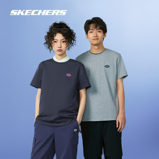 斯凯奇（Skechers）2024年夏季速干透气短袖针织运动T恤衫男女同款 奥德赛灰/026R XL