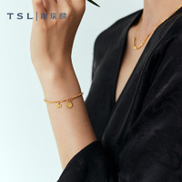 TSL 谢瑞麟 几何系列黄金手链雪花蜂巢设计素金手饰计价新品XK680